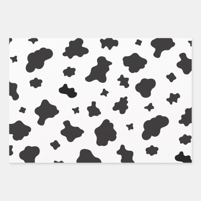 Feuille De Papier Cadeau Impression de vache noir et blanc (Devant)
