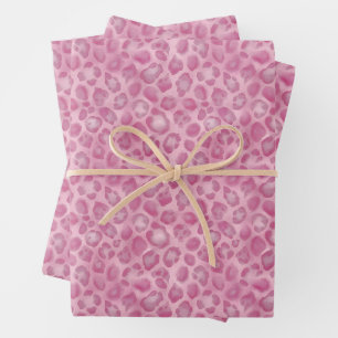 Feuille De Papier Cadeau Impression léopard rose pastel aquarelle