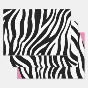Feuille De Papier Cadeau Impression Zèbre noir blanc