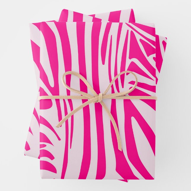 Feuille De Papier Cadeau Impression zèbre rose (En situation)