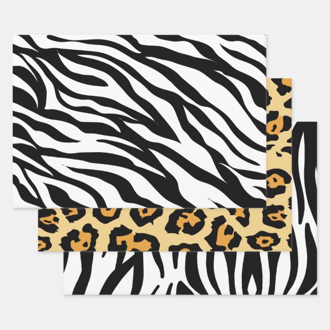 Feuille De Papier Cadeau imprimé zebra stripes (Lot)