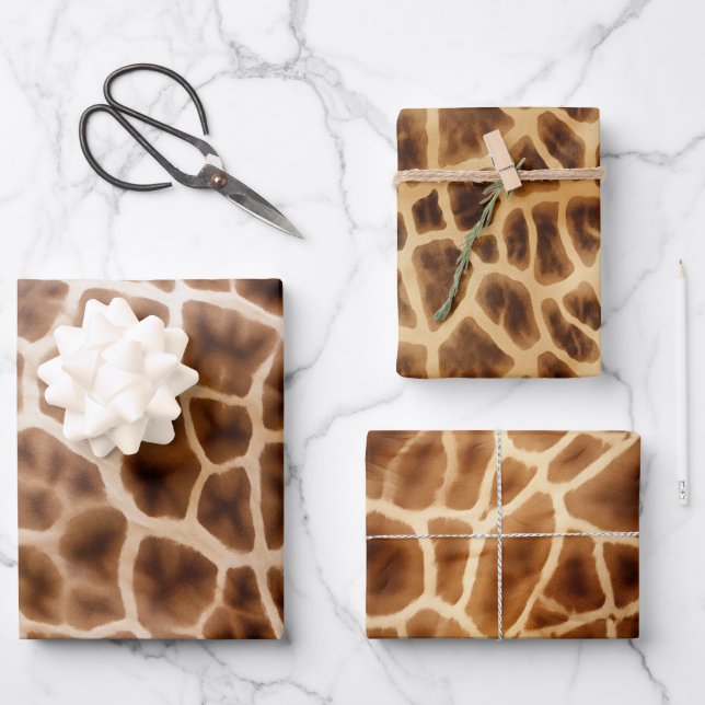 Feuille De Papier Cadeau Imprimer Giraffe Safari (Recto)
