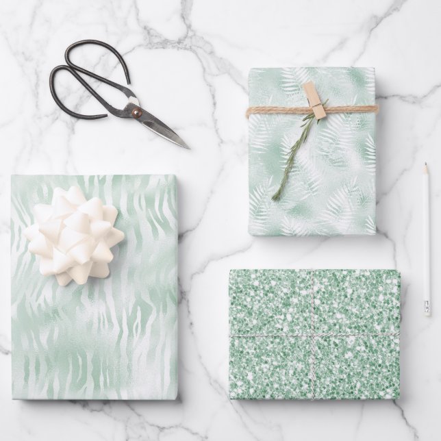 Feuille De Papier Cadeau Imprimer Zebra Mint Glam (Recto)