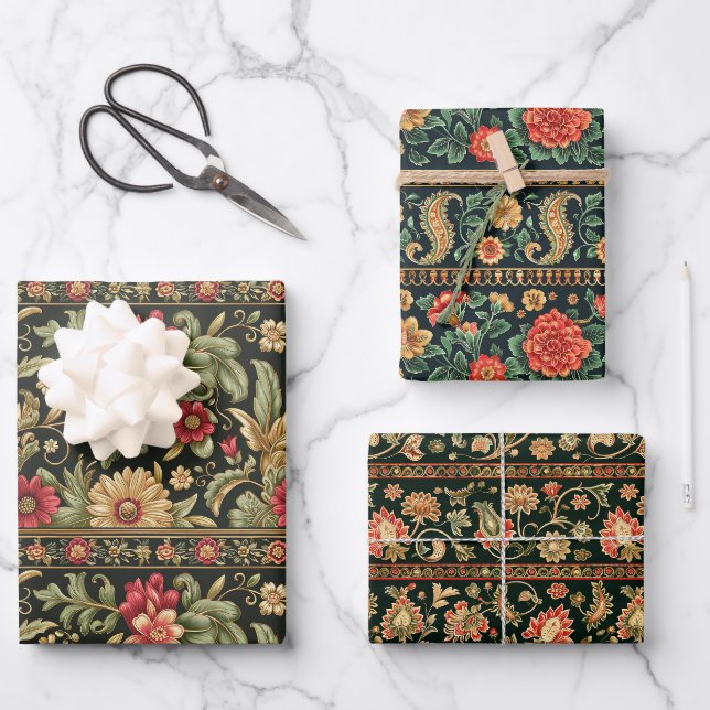 Feuille De Papier Cadeau Indien Festif traditionnel (Recto)