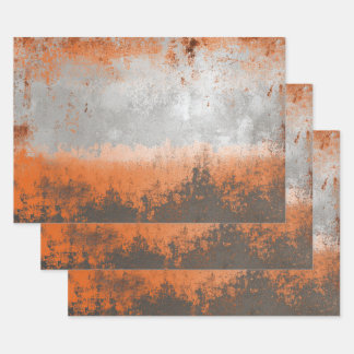 Feuille De Papier Cadeau Industrial Orange and Silver Metallic