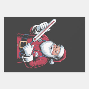 Feuille De Papier Cadeau Infirmière Santa Noël Soins Infirmiers Travailleur