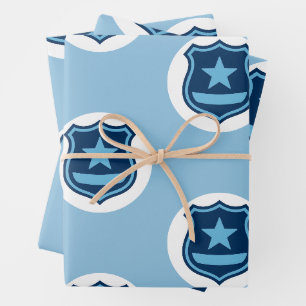 Feuille De Papier Cadeau Insigne de police