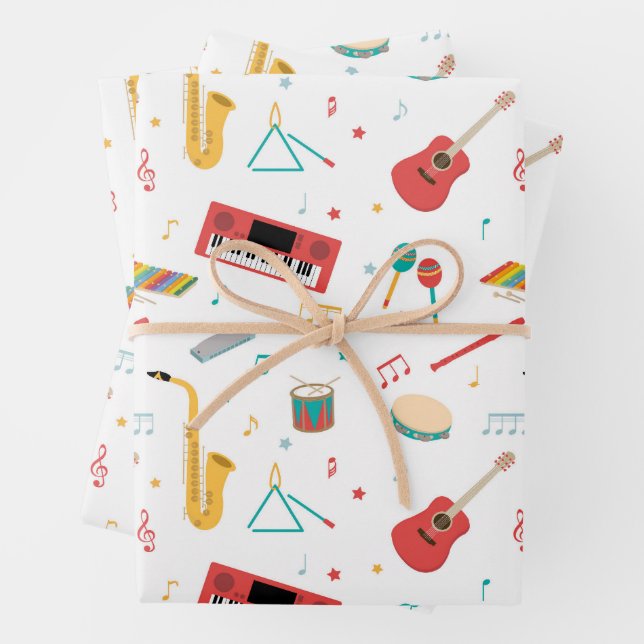 Feuille De Papier Cadeau Instruments de musique Thème musical Pattern (En situation)