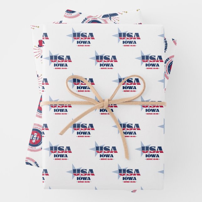 Feuille De Papier Cadeau Iowa, 50 États, Liberty Bell (En situation)
