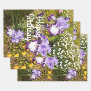 Feuille De Papier Cadeau Iris Iris Lavande Florale Fleur Violet
