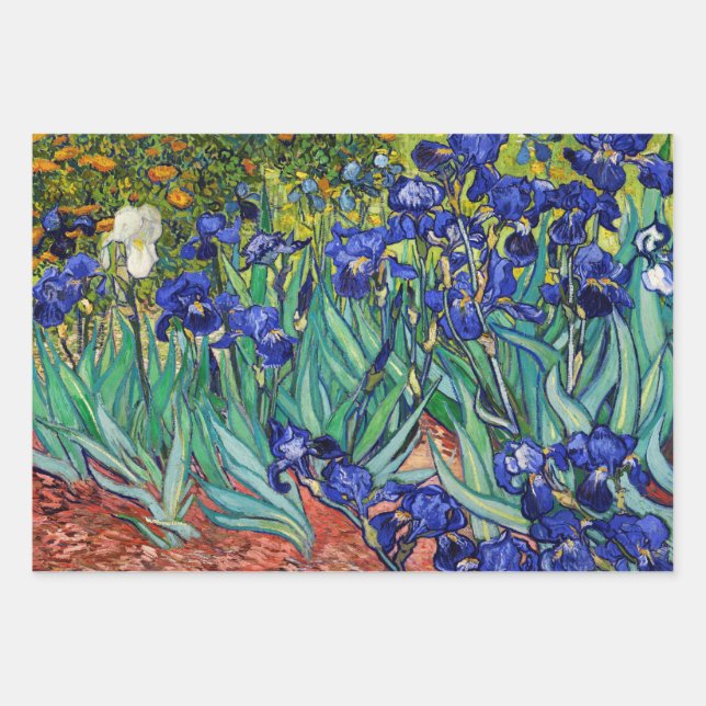 Feuille De Papier Cadeau Irises par Vincent van Gogh (Devant)