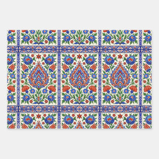 Feuille De Papier Cadeau Iznik - motif ottoman turc avec fleurs tulipe