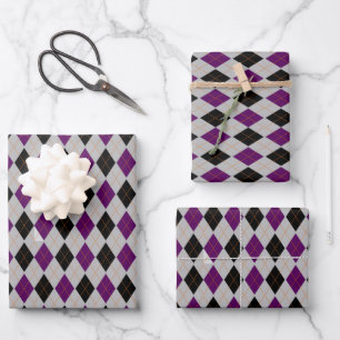 Feuille De Papier Cadeau Jacquard d'automne noir violet Motif