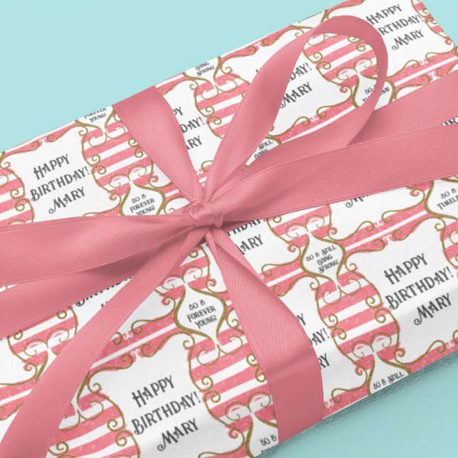 Feuille De Papier Cadeau Jalon Anniversaire Parties scintillant Et Glam Per (Elegant milestone birthday wrapping paper: Celebrate grace, refine life's journey. )