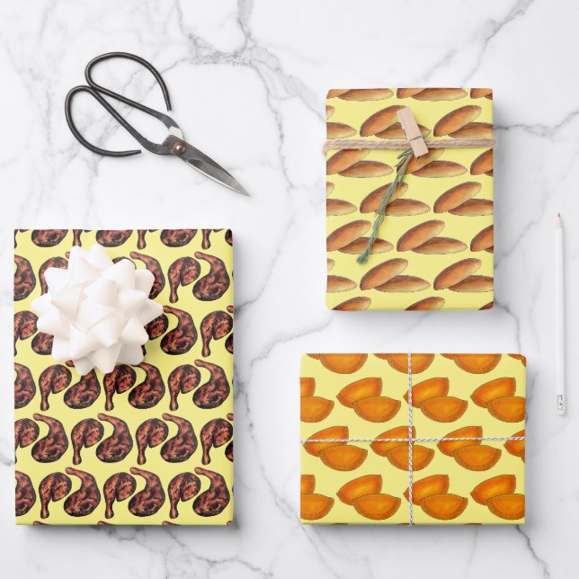 Feuille De Papier Cadeau Jamaïcain Nourriture Jerk poulet Bulla Gâteaux Boe (Recto)