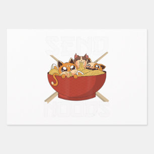 Feuille De Papier Cadeau Japon Chat Japonais Ramen nouilles Anime Envoyer N