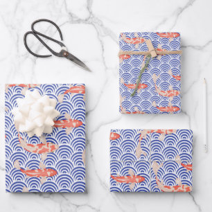 Feuille De Papier Cadeau Japonais esthétique Poisson Koi
