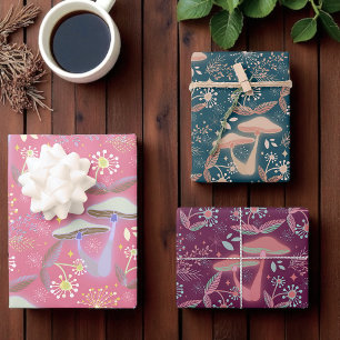 Feuille De Papier Cadeau Jardin aux champignons magiques