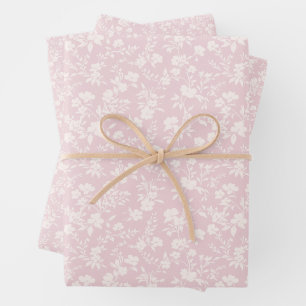 Feuille De Papier Cadeau Jardin Botanique Neutre - Rose Pâle