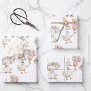 Feuille De Papier Cadeau Jardin de fleurs d'oie soie Champignons 1er annive