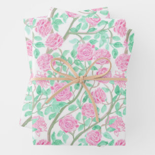 Feuille De Papier Cadeau Jardin de roses roses prépa