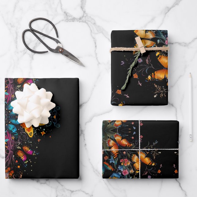 Feuille De Papier Cadeau Jardin des papillons lunaires (Recto)