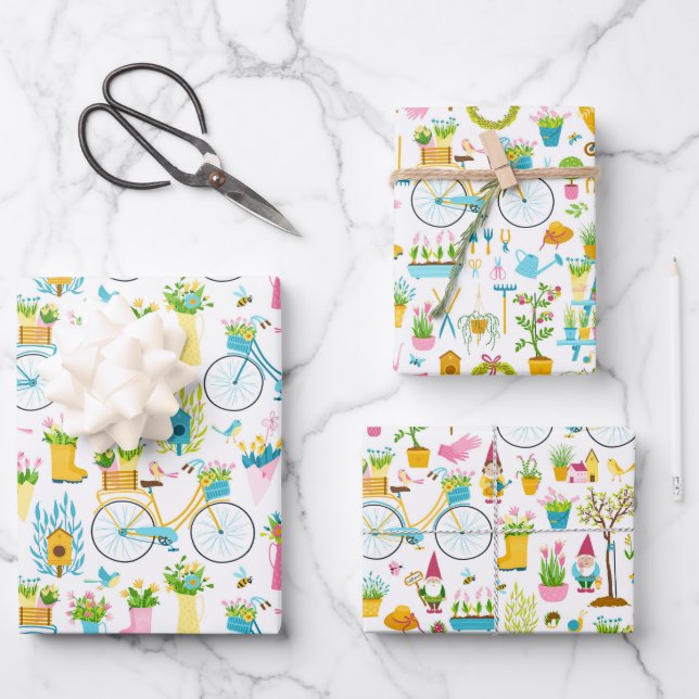 Feuille De Papier Cadeau jardin du printemps (Recto)
