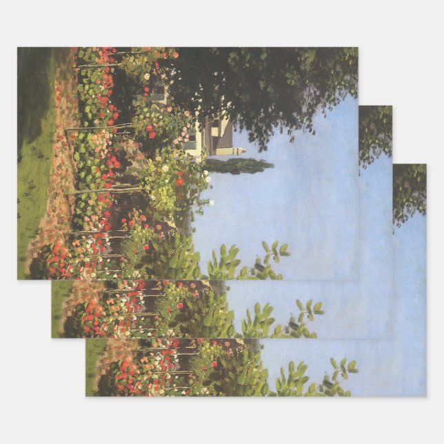 Feuille De Papier Cadeau Jardin fleuri à Sainte Adresse par Claude Monet (Lot)
