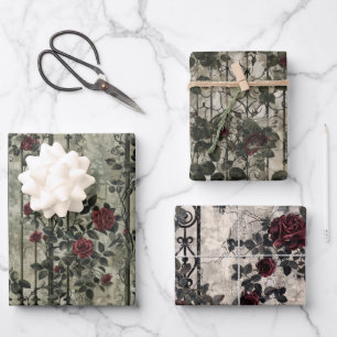 Feuille De Papier Cadeau Jardin gothique victorien Rose Motif