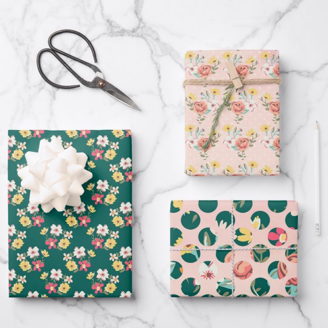 Feuille De Papier Cadeau Jardin rose Shabby (Recto)