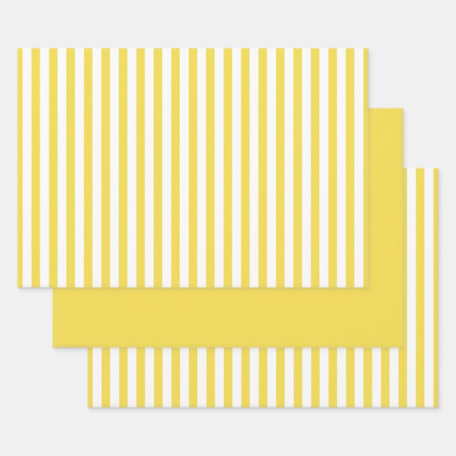 Feuille De Papier Cadeau jaune blanc Motif géométrique (Lot)