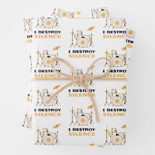 Feuille De Papier Cadeau Je Détruis Silence Funny Drummer