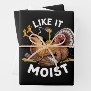 Feuille De Papier Cadeau Je L'Aime Moist Thanksgiving Turquie Gravé