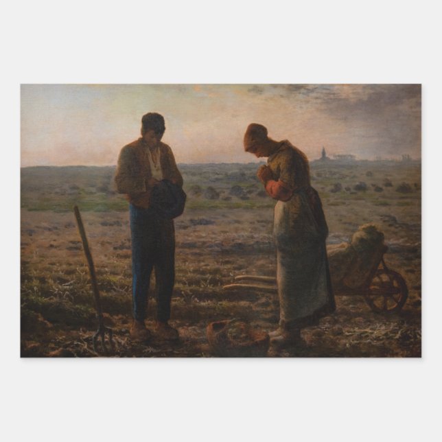 Feuille De Papier Cadeau Jean-François Millet - L'Angelus (Devant)