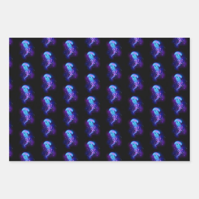 Feuille De Papier Cadeau Jellyfish éclatante couleur (Devant)