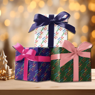 Feuille De Papier Cadeau Jeu coloré joyeux Trio Pack de