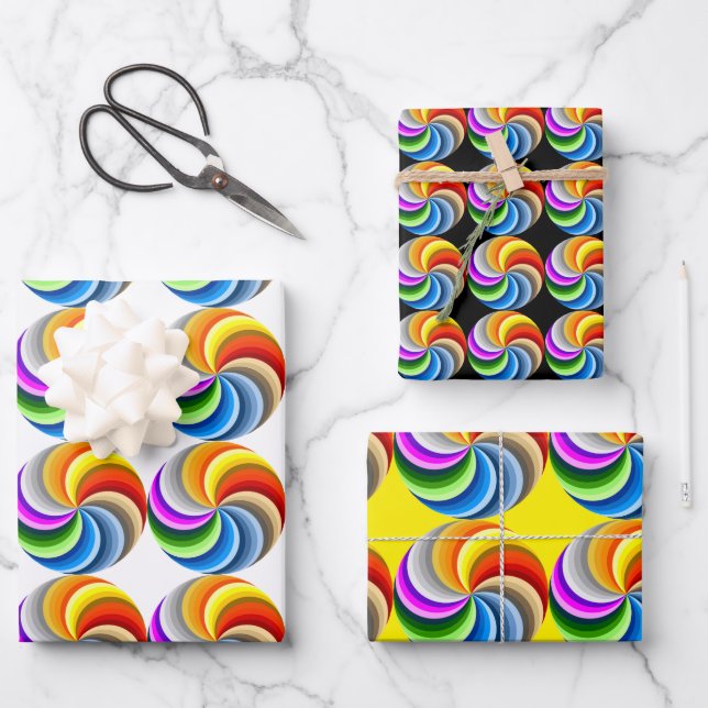 Feuille De Papier Cadeau Jeu de 3 Natilus Spiral Fierté (Recto)