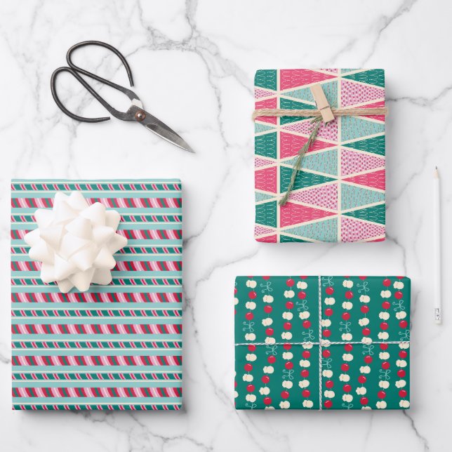 Feuille De Papier Cadeau Jeu de Noël Pop Rétro 1 (Recto)