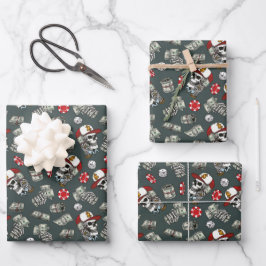 Feuille De Papier Cadeau Jeu Dice Poker Chips Motif crâne