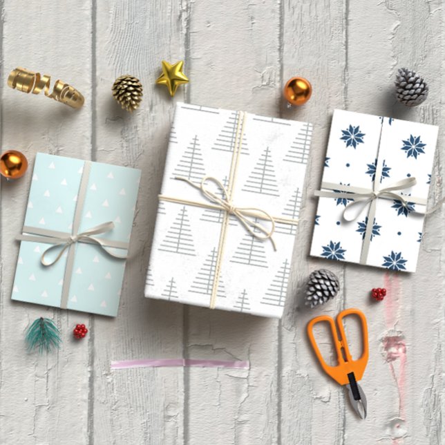 Feuille De Papier Cadeau Jeu nordique de Noël bleu 3 (Créateur téléchargé)