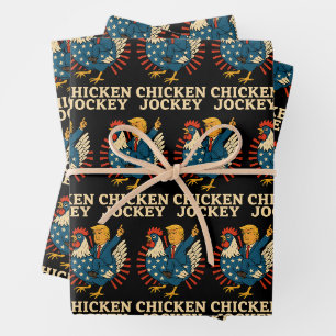 Feuille De Papier Cadeau Jockey de poulet Trump Mème amusant
