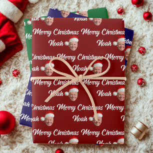 Feuille De Papier Cadeau Joe Biden Joyeux Noël   Nom personnalisé tendance
