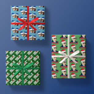 Feuille De Papier Cadeau Joe Biden Kamala Harris Blue Christmas Trio Cadeau