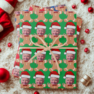Feuille De Papier Cadeau Joe Biden Personnalisé Visage Photo Gingpain d'épi