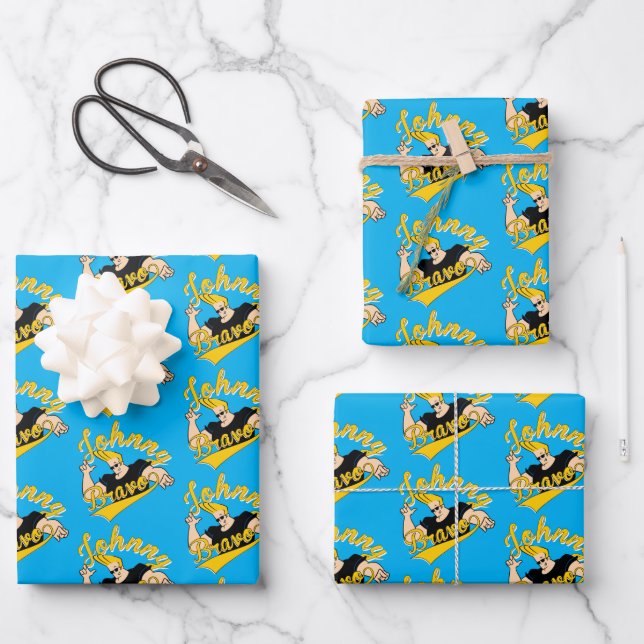 Feuille De Papier Cadeau Johnny Bravo Graphisme sportif (Recto)