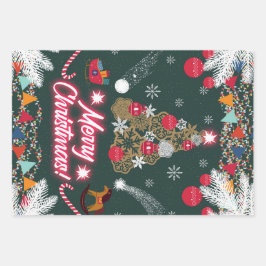 Feuille De Papier Cadeau Joie à feuillage persistant de Noël