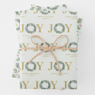 Feuille De Papier Cadeau "Joie" couronne de Noël