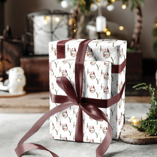Feuille De Papier Cadeau Joie Rustique Woodsy Aquarelle Champignons Noël