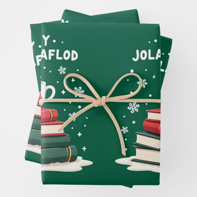 Feuille De Papier Cadeau Jolabokaflod - Islande Livre Flood (En situation)