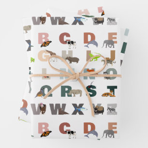 Feuille De Papier Cadeau Joli Alphabet ABC Animaux